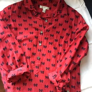J. Crew Red Popover with Bows